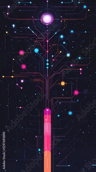 Fototapeta Futuristic Circuit Board High-Tech Interface Design