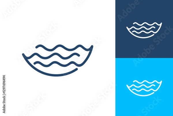 Fototapeta Wave water line abstract icon wavy ocean sea outline logo