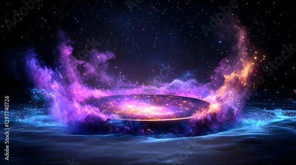 Obraz Cosmic platform, nebula backdrop