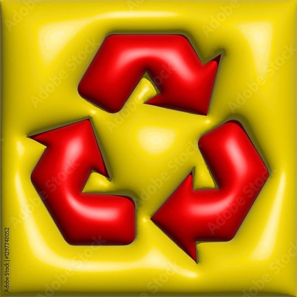 Obraz 3d recycle arrow icon.