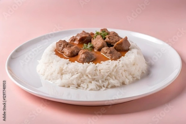 Obraz rice with beef chunks
