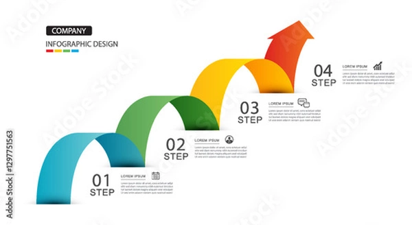 Fototapeta Infographics arrow symbol timeline business steps to success.