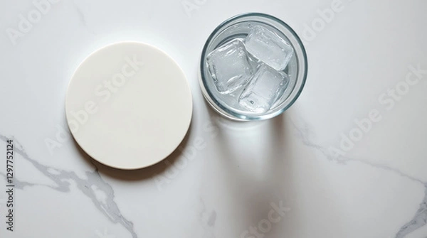 Fototapeta Round coaster on a table mockup