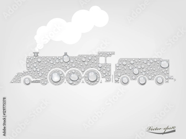 Fototapeta graphic design vector of Steam locomotive from transparent water drop, clean transportation concept
