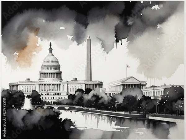 Obraz "Monochrome Majesty: Washington D.C. in Ink"