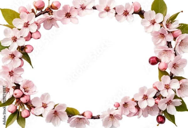Obraz cherry blossom frame isolated on white background