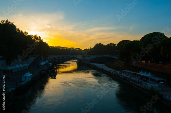 Obraz Zachód słońca nad Tybrem