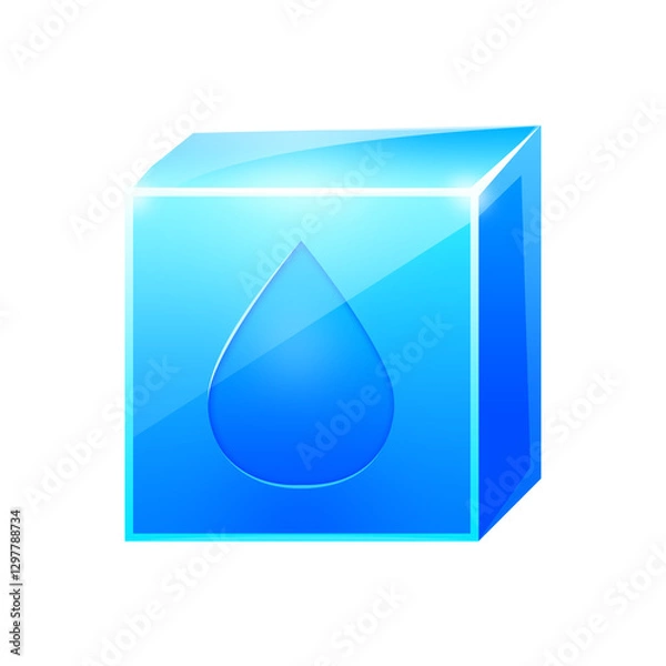Obraz blue block with water drop icon