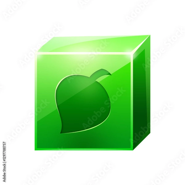 Obraz green block with leaf icon