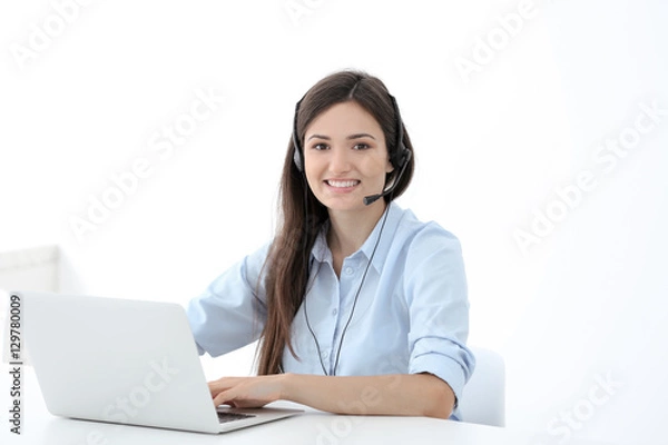 Fototapeta Call center operator in office