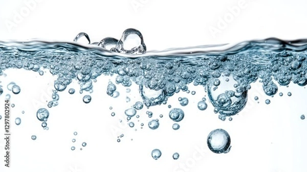 Fototapeta A large body of water with many small bubbles floating on the surface