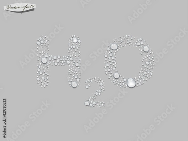 Fototapeta H2O typo from transparent water drop vector
