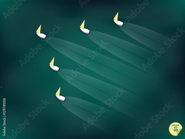 Fototapeta crowd of sailing yacht are sailed on Emerald green sea
