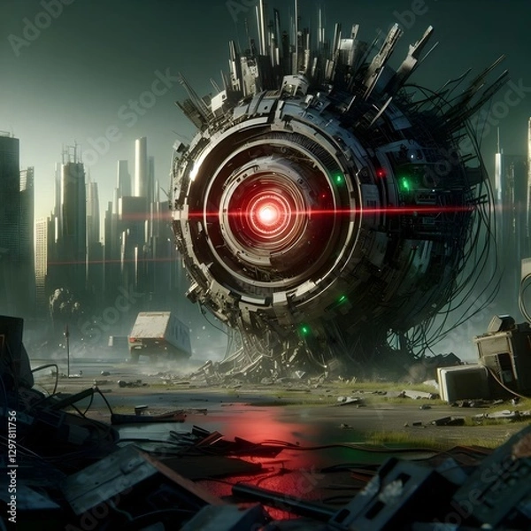 Fototapeta Futuristic Sentinel: A Glimpse into a Sci-Fi World
