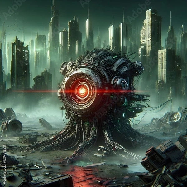 Fototapeta Futuristic Sentinel: A Glimpse into a Sci-Fi World
