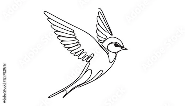 Fototapeta Continuous one single minimal line drawing House sparrow