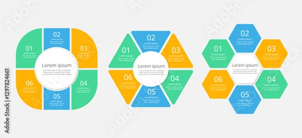 Fototapeta Vector Infographic Templates Set. Pie Chart with Place for Your Data. 