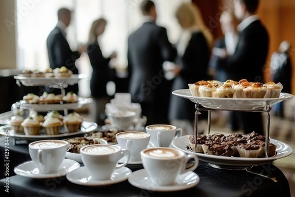 Fototapeta Enjoying a coffee break during a productive conference.