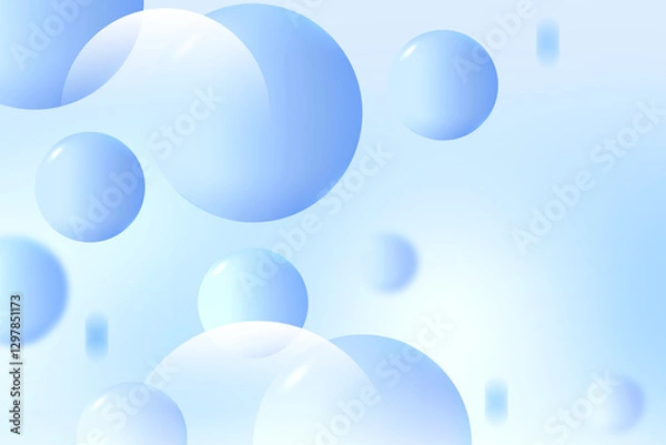 Fototapeta Abstract 3D geometric circle gradient soft light blue pattern bokeh background design for graphic business technology digital design web template backdrop desktop wallpaper bubbles banner