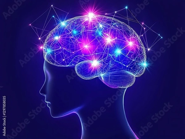 Obraz Human brain network illustration for AI concept