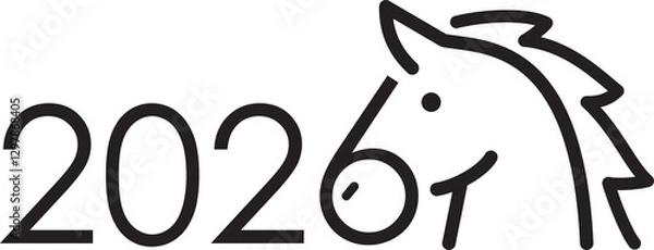 Obraz 文字絵　2026　馬　横顔