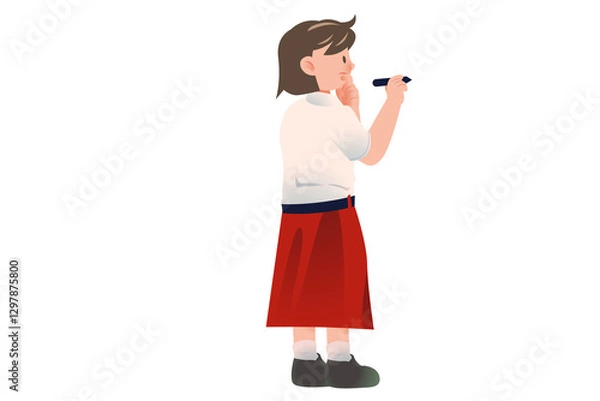 Fototapeta Indonesian Elementary School | Student Presenting Activity on school | character Student | Students Activity on Class | Studying Activity Illustration
