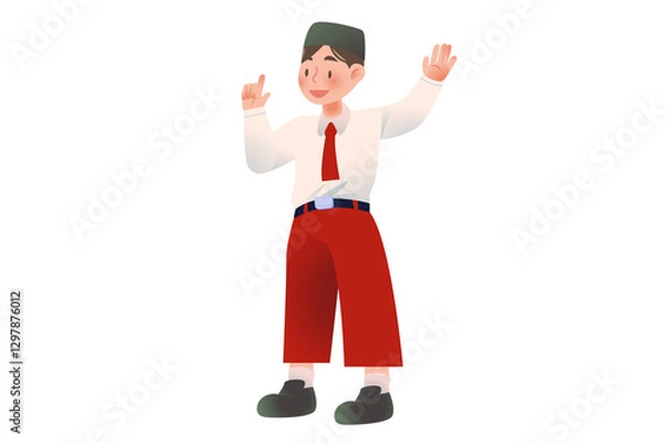 Fototapeta Indonesian Elementary School | Student Presenting Activity on school | character Student | Students Activity on Class | Studying Activity Illustration