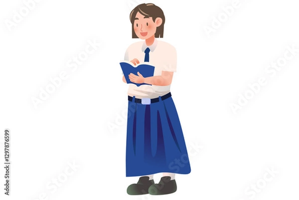 Fototapeta Student Presenting Activity on school | character Student | Students Activity on Class | Studying Activity Illustration