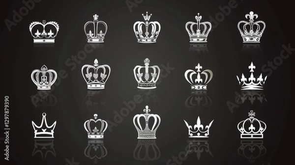 Fototapeta Exquisite Vector Crown Icon and Symbol Collection