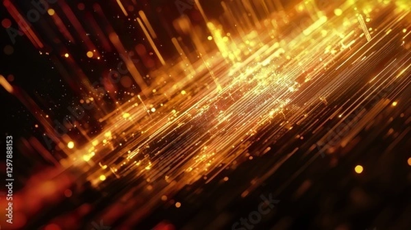 Fototapeta Abstract Coding Concept Depicted by Glowing Lines, Symbols and Gradient Lighting with Atmospheric Background