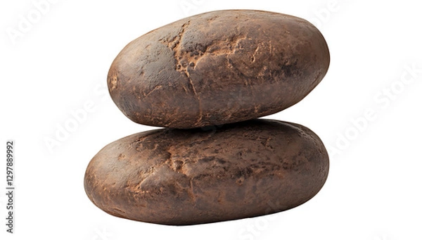 Obraz stack of smooth grey and beige stones isolated on white background as transparent PNG