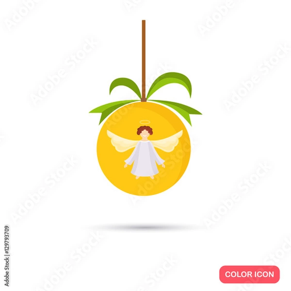 Fototapeta Christmas tree toy color icon. Flat design for web and mobile