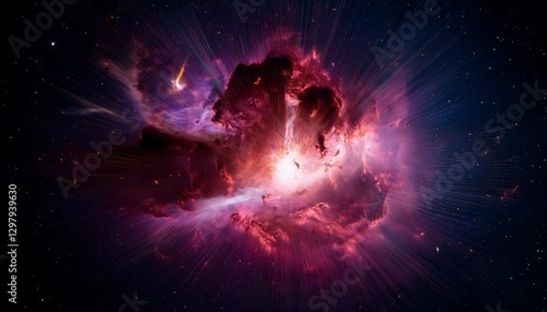 Fototapeta 초신성 충격파와 성간 구름의 폭발