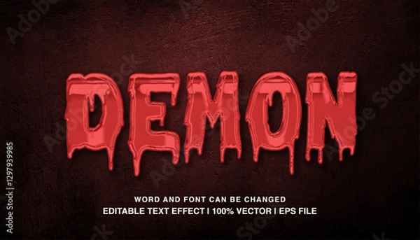 Fototapeta editable text effect Demon red