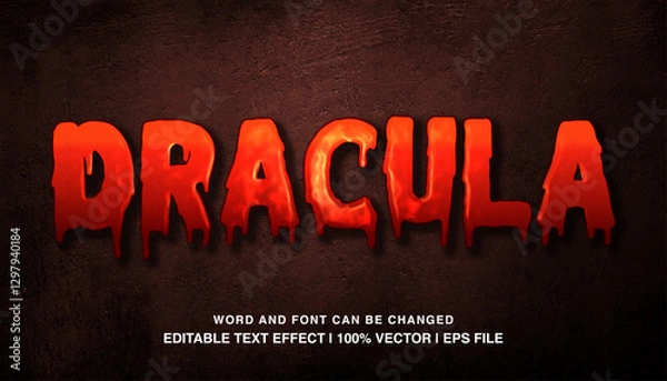 Fototapeta Dracula red editable text effect