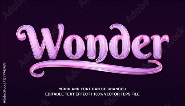 Fototapeta editable text effect wonder pink glossy