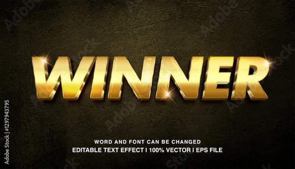 Fototapeta winner gold editable text effect