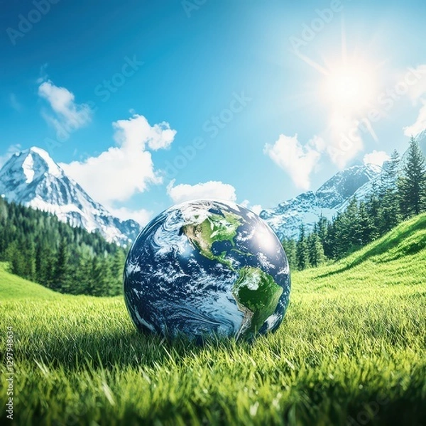 Obraz AI-powered climate change modeling, intelligent environmental predictions, sustainable future planning