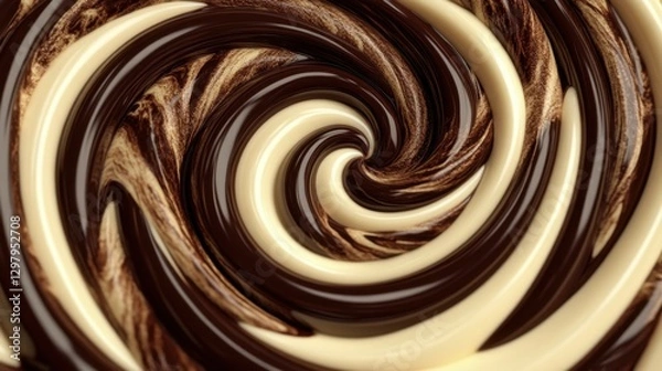 Fototapeta Abstract Chocolate and Cream Swirl Pattern: Textured Layers of Dessert Artistry