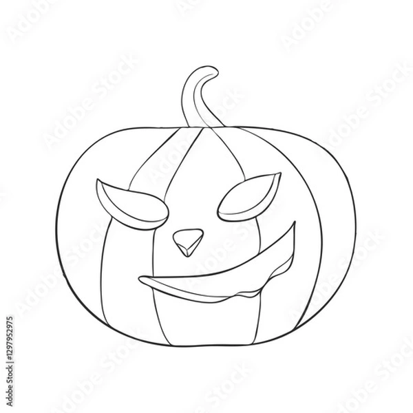 Fototapeta Pumpkin line for coloring. Isolated on a white background. Vector illustration