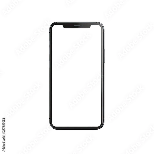 Fototapeta Front view of a blank smartphone mockup isolated on a transparent background