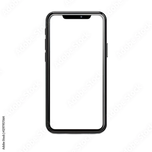 Fototapeta Front view of a blank smartphone mockup isolated on a transparent background