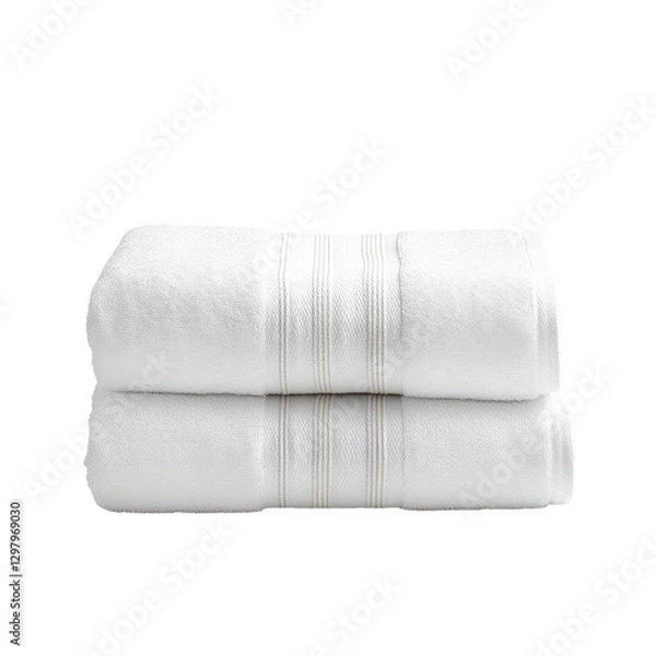 Fototapeta A high-quality, ultra-realistic photograph of two white towels folded and stacked on top of each other.