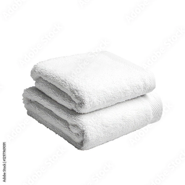 Fototapeta A high-quality, ultra-realistic photograph of two white towels folded and stacked on top of each other.