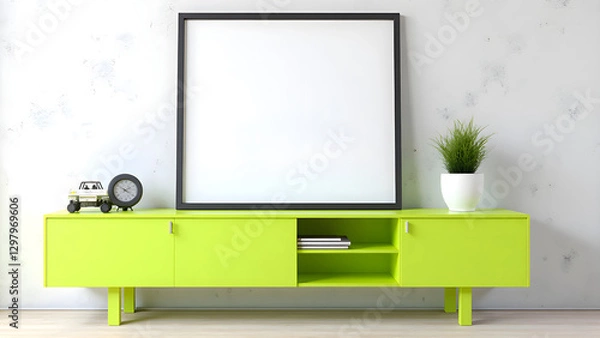 Fototapeta Modern Frame Mockup Displayed in a Stylish and Minimalist Living Room Interior