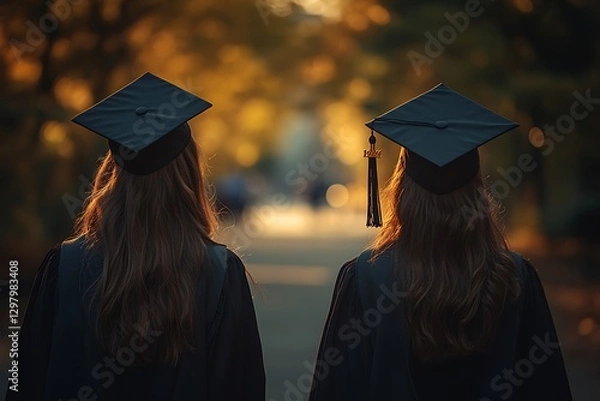 Fototapeta Selective focus of notebooks with pen, diploma and graduation cap 