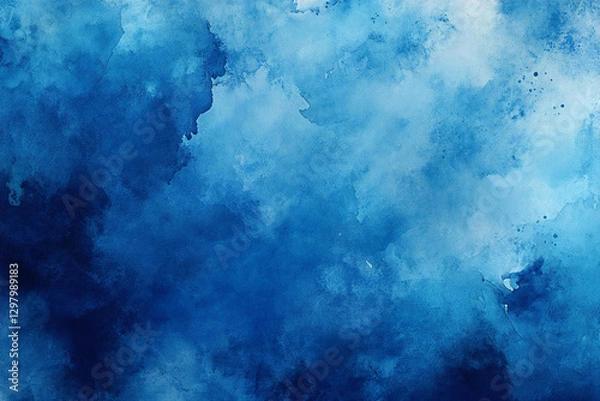 Obraz 深海の青 - 抽象的な水彩アート