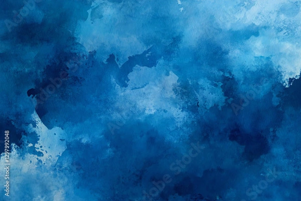 Obraz 深海の青 - 抽象的な水彩アート