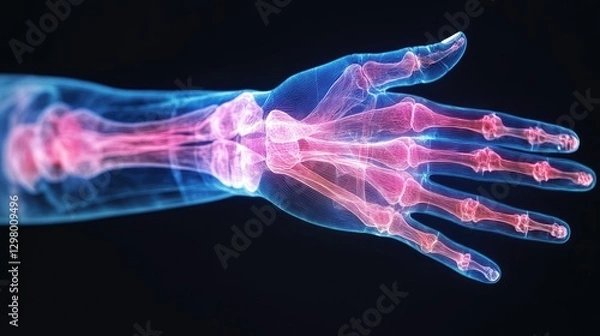 Fototapeta Pulse check with an X-ray overlay revealing the circulatory system in the wrist.