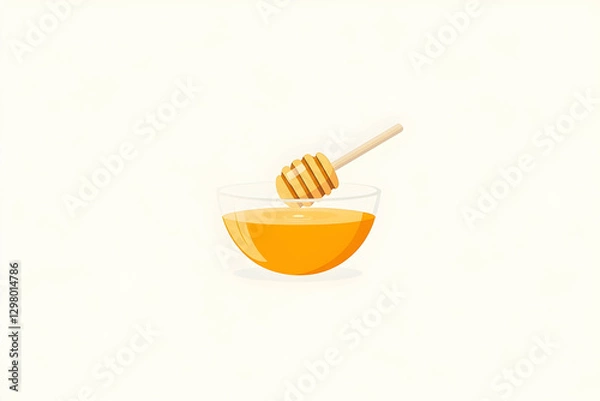 Fototapeta Illustration of a bowl of honey with a honey dipper for natural sweetness
